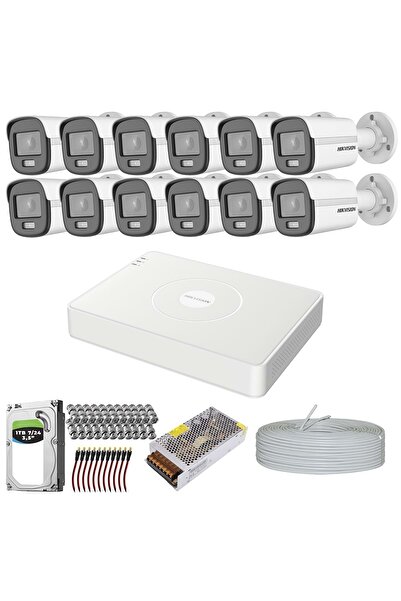 Hikvision Colorvu Gece-karanlıkta 7/24 Renkli 12 Kameralı Set 1tb 7/24 Hdd