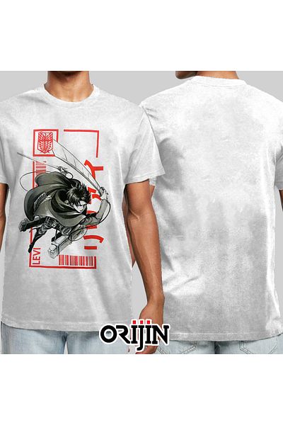 Orijin Tekstil Attack On Titan Levi Ackerman Printed Unisex White T-shirt
