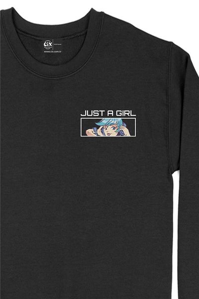 Cix Hanorac imprimat cu design de buzunar Anime Just A Girl