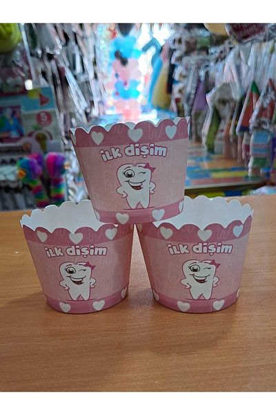 Kokoş Parti My First Tooth Pink Cupcake Container