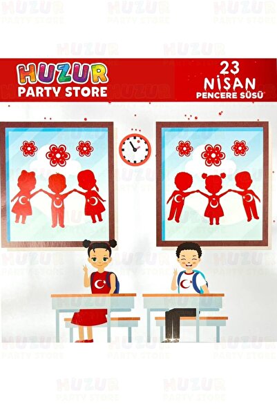 Huzur Party Store 23 Nisan Sınıf Okul Pencere Süsü 2 Set Kağıt Süsleme Milli ...