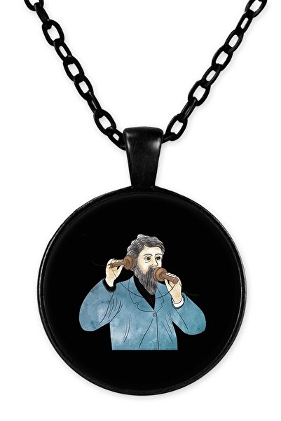 herotasarım ألكسندر جراهام بيل Bll992 قلادة سلسلة سوداء