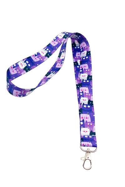 CİCCİBİCCİSHOP Mor Lila Kediler Boyun Askı Ipi