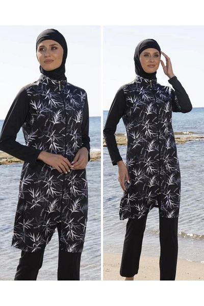 Estiva 23934 Μαύρο Lycra Gilet υφαντό μαγιό Hijab
