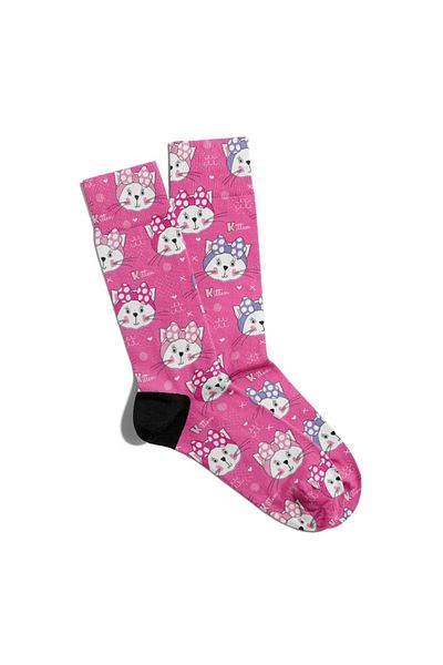 Eğlenceli Çoraplar Fun Socks Unisex Kitten Cat K Printed Socks Ecsoket147