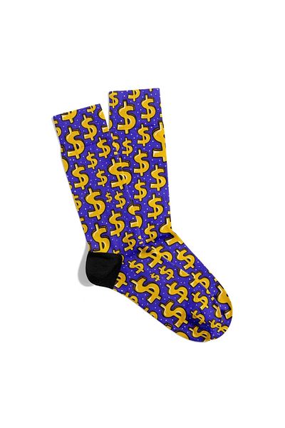 Eğlenceli Çoraplar Fun Socks Unisex Money And Money Pattern Printed Socks Ecsoket232