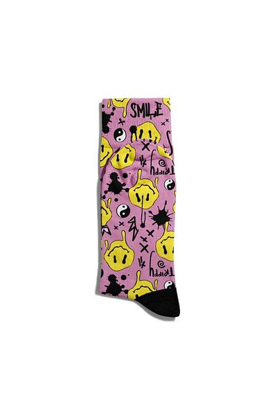 Eğlenceli Çoraplar Fun Socks Unisex Trippy Smiles Pattern Printed Socks Ecsoket274