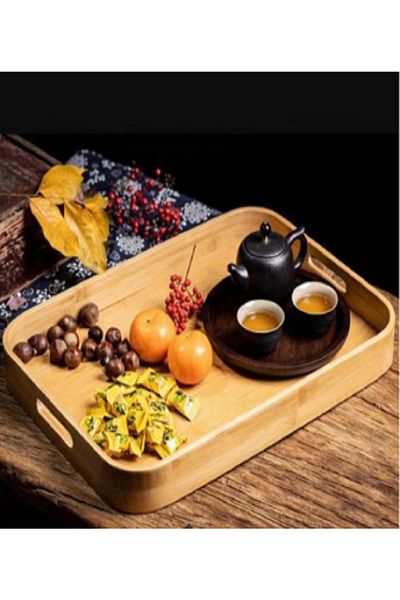 entarzlife Bamboo Oval Rectangular Tray Presentation 28x40 Cm