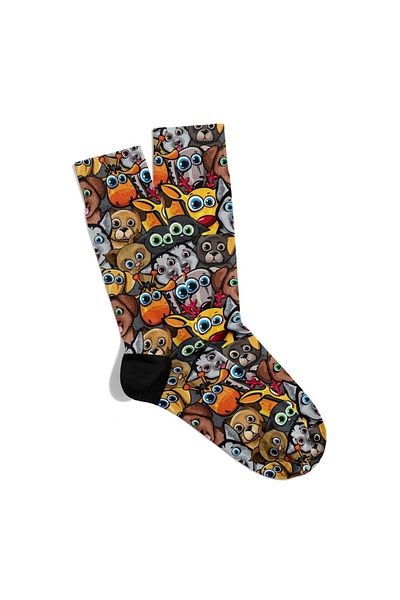 Eğlenceli Çoraplar Fun Socks Unisex Cute Animals Xs Pattern Printed Socks Ecsoket431