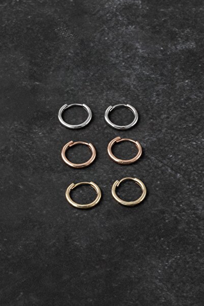 Uşaklıhafız 1945 14 Ayar Altın Bombeli Erkek Küpe Beyaz 15 Mm