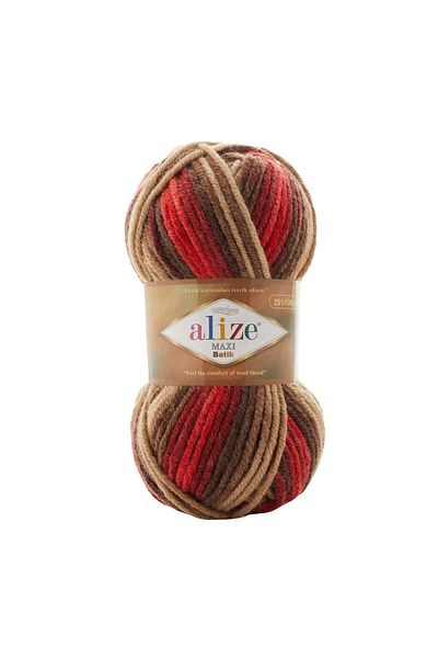 Alize Superlana Maxi Tie Dye 7802 - Thick Hand Knitted Floss Vest Cardigan and Beret Sweater