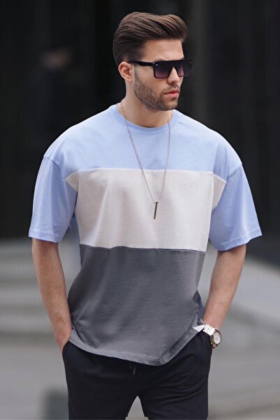 Madmext Ανδρικό μπλουζάκι Blue Color Blocked 6125