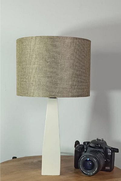 Art&Gift Cream Colored Belin - Wooden Leg Headboard Lampshade Sand Beige