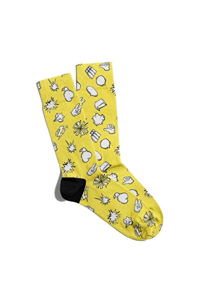 Eğlenceli Çoraplar Забавни чорапи, унисекс, бежови, жълти, с принт на поп арт...