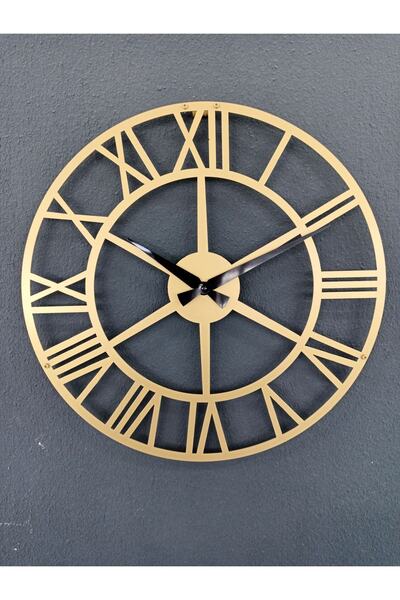 Gowpenart Roma Rakamlı Metal Gold - Altın Duvar Saati 1,5 Mm Kalınlık 41x41 Cm