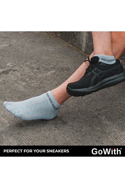 Go With 4'lü Erkek Renkli Pamuklu Kısa Spor Relax Desenli Esnek Patik Çorap 3147