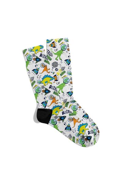 Eğlenceli Çoraplar Eğlenceli Çorap Unisex Astronot Dino Desen Baskılı Çorap E...