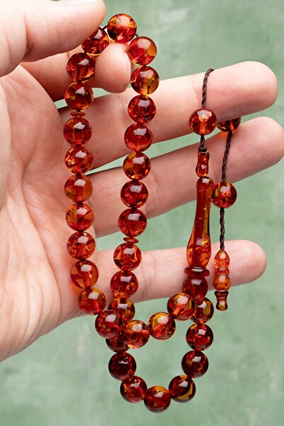 OTTOTESBİH Fosilli Beyrut Damlası Küre Kesim Toz Kehribar Tesbih