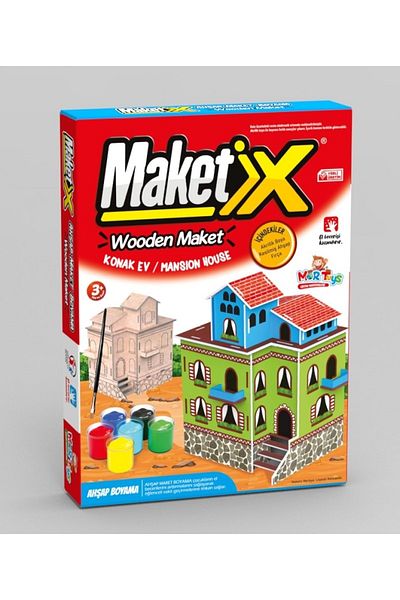 mortoys Mansion Model Wooden Model Painting Set, Including 6 Paints and Brush