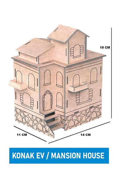 mortoys Mansion Model Wooden Model Painting Set, Including 6 Paints and Brush