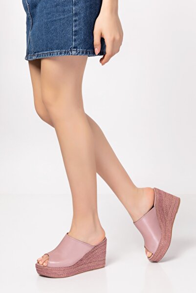 Elile Shoes Hakiki Deri Topuklu Kadın Terlik