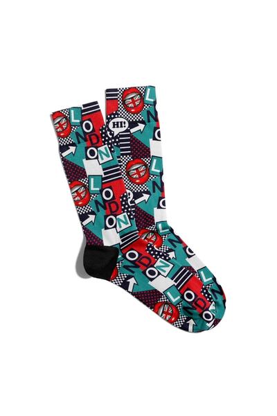 Eğlenceli Çoraplar Забавни чорапи Unisex London City Printed Socks Ecsoket215