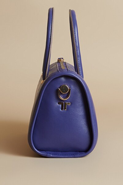 Twinsaction Sisi Hakiki Deri Mor/mavi El Ve Omuz Çantası