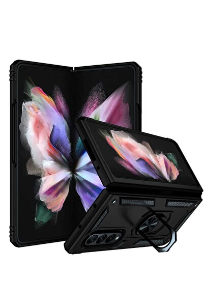 Rivor Samsung Galaxy Z Fold 3 Uyumlu Kılıf Military Armour Yüzüklü Standlı Ko...