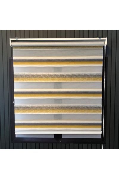 Lotus Rio Mustard Gray Color Transitional Glitter Zebra Roller Blinds-Kitchen-Living Room-Lounge - Riov4