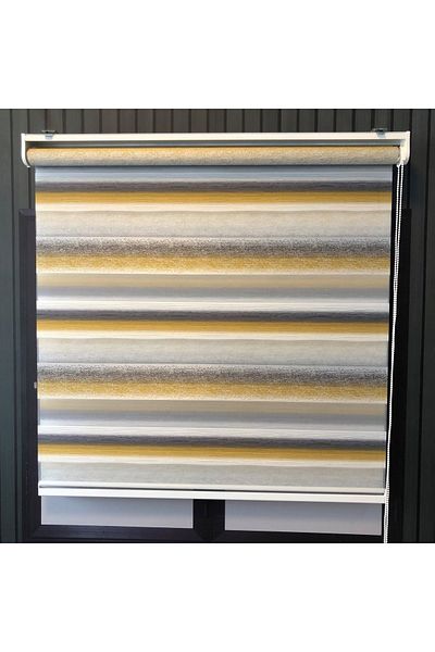 Lotus Rio Mustard Gray Color Transitional Glitter Zebra Roller Blinds-Kitchen-Living Room-Lounge - Riov4