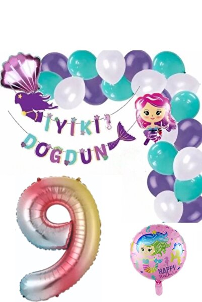 Bkmc 9 Year Old Mermaid Concept Birthday Set Birthday Party Ornament