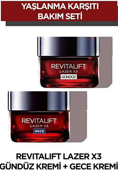 L'Oreal Paris Revitalift Lazer X3 Yoğun Yaşlanma Karşıtı Gündüz + Gece Bakım ...