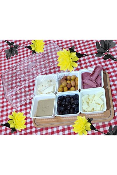 abnturk Ahşap Tepsili 6 Göz 8 Parça Kahvaltılık Seti Kırılmaz Şeffaf Fanus Kapak 70 Ülkede Satılan Türkmalı