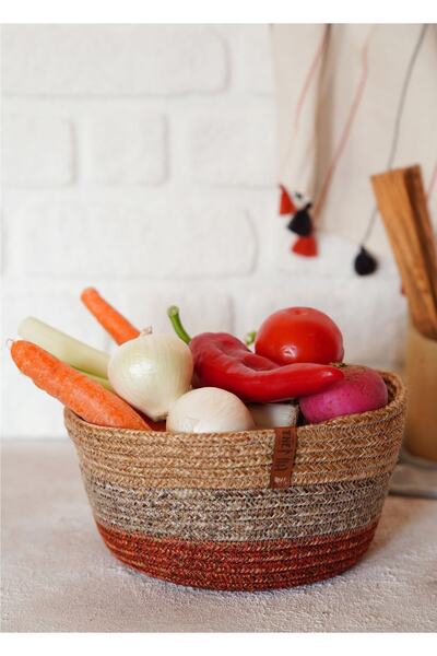 The Mia Καλάθι από μπαμπού 20x13 εκ. Στρογγυλό καλάθι από ίνες καλαμιού