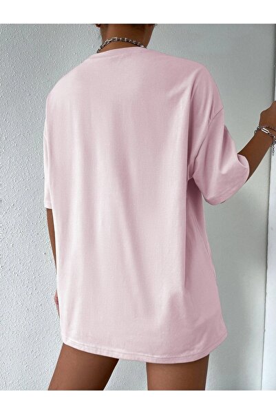 Know Women's Striped Figure Oversize Pink T-shirt