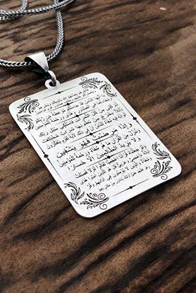Diriliş Takı Şifa Ayetleri Işlemeli Gümüş Kolye
