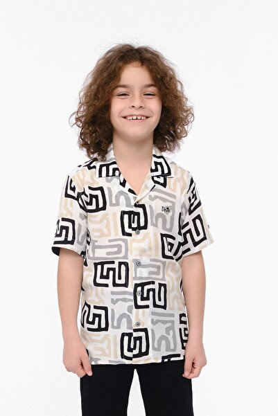 Doctor junior Boy's Printed Short Sleeve Open Collar Shirt