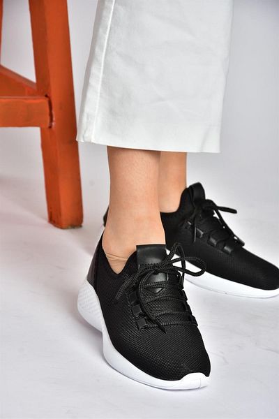 Fox Shoes P239200804 Μαύρα Λευκά Υφασμάτινα Casual Αθλητικά Παπούτσια