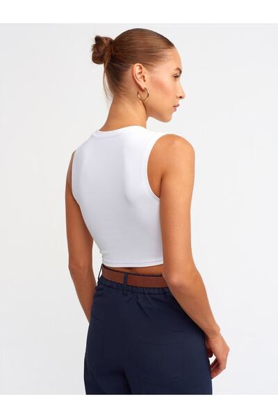 Dilvin Ecru Crop Top