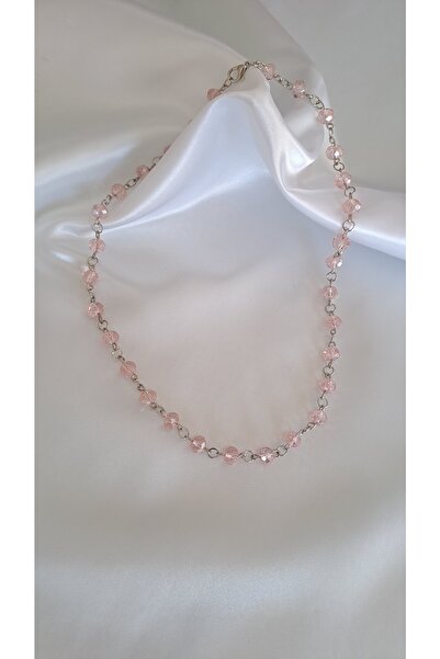 SOUL BY A&B Pembe Kristal Kesim Cam Boncuklu Zarif Şık Muhteşem Kolye