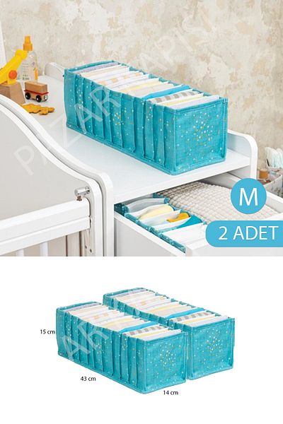 Pazar Kapısı 2 Piese Cameră Bebeluş Organizator Sertar Acordeon Albastru Mărimea M