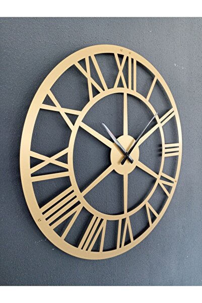 Gowpenart Roma Rakamlı Metal Gold - Altın Duvar Saati 1,5 Mm Kalınlık 50 X 50 Cm