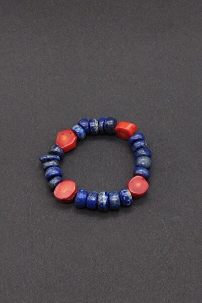 Balzamin Design Mavi Doğal Taş Lapis Lazuli Taşı Doğal Mercan Detaylı Doğal T...
