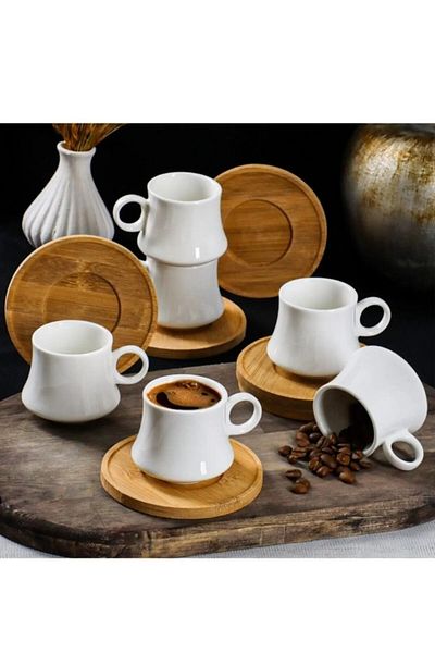 PerottiHome Perotti Leon Turkish Coffee Cup Set with Bamboo Saucer 12 Pieces