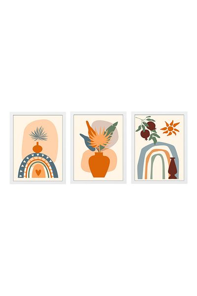 MUNİKA Set de picturi din 3 piese Boho Rainbow cu rame din lemn