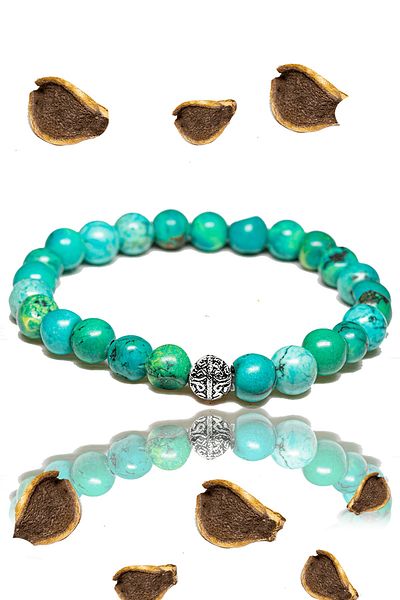 Tesbih Atölyesi Certified Turquoise Stone Bracelet - Silver Apparatus