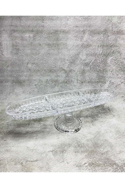 Jenisa Handmade Glass Cage 6 Compartment Boat Footed Serving Plate 41x12 Cm