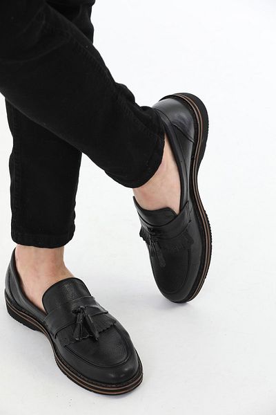 Everest Men's Classic Genuine Leather Tasseled Orthopedic Casual Shoes