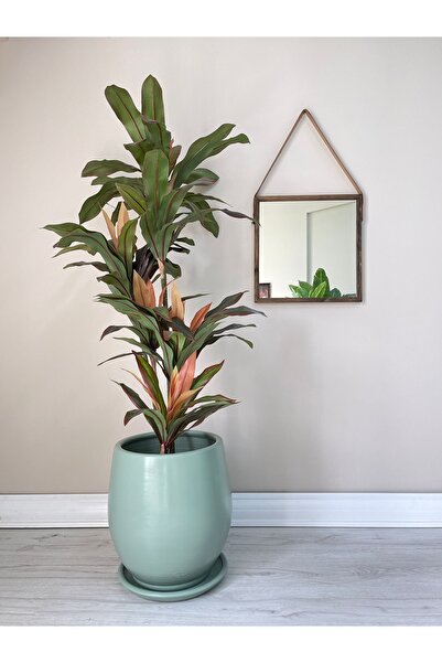 odka 40litre Armut Saksı Tabaklı Yükseklik:40cm Çap:32cm Mint Yeşili Renk