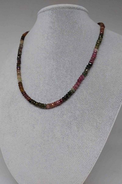 Yasamtohumu Tourmaline Stone Necklace 4-5mm X 2.5-3.5mm Washer Facet Cut Necklace